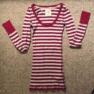 New Hollister red and gray striped top.